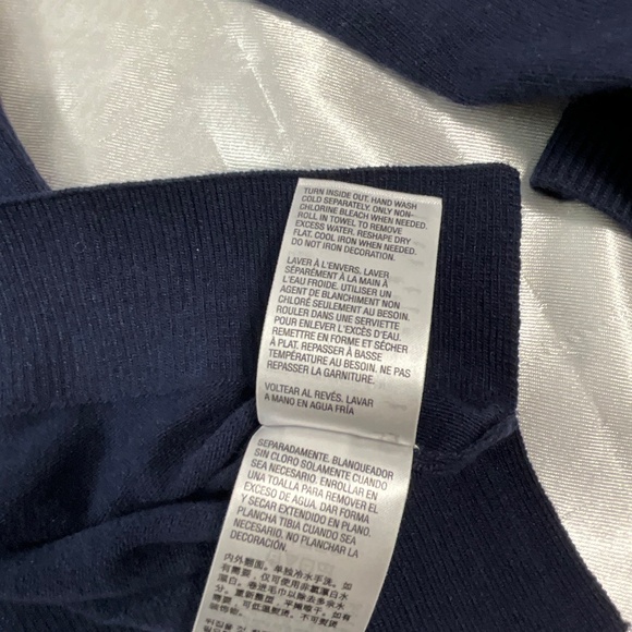 INC Women’s Embellished Cold Shoulder Sweater Navy Beaded Neckline Size S NWT - Picture 12 of 12